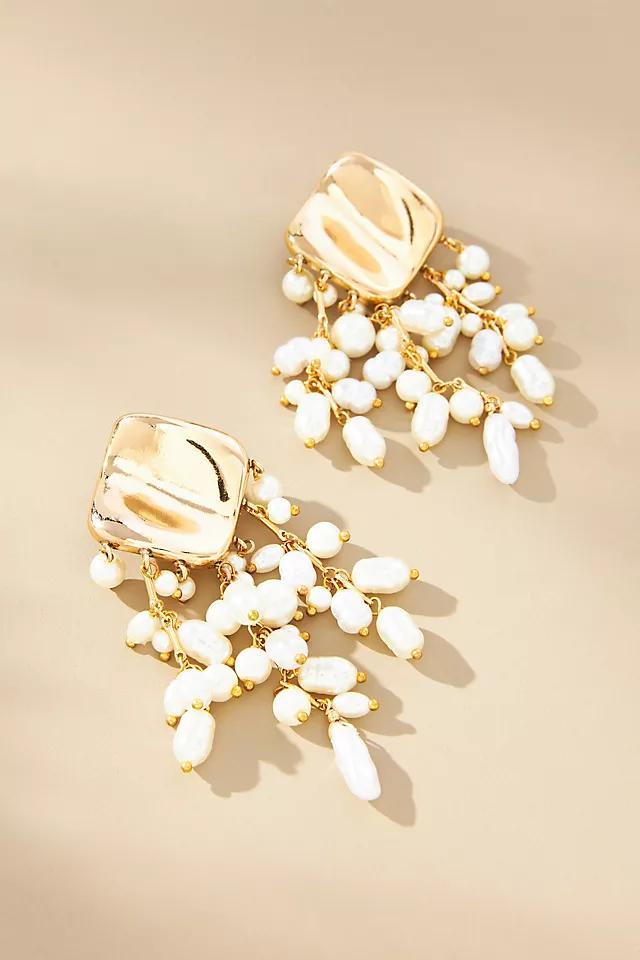 Hammered Pearl Drop Earrings Product Image