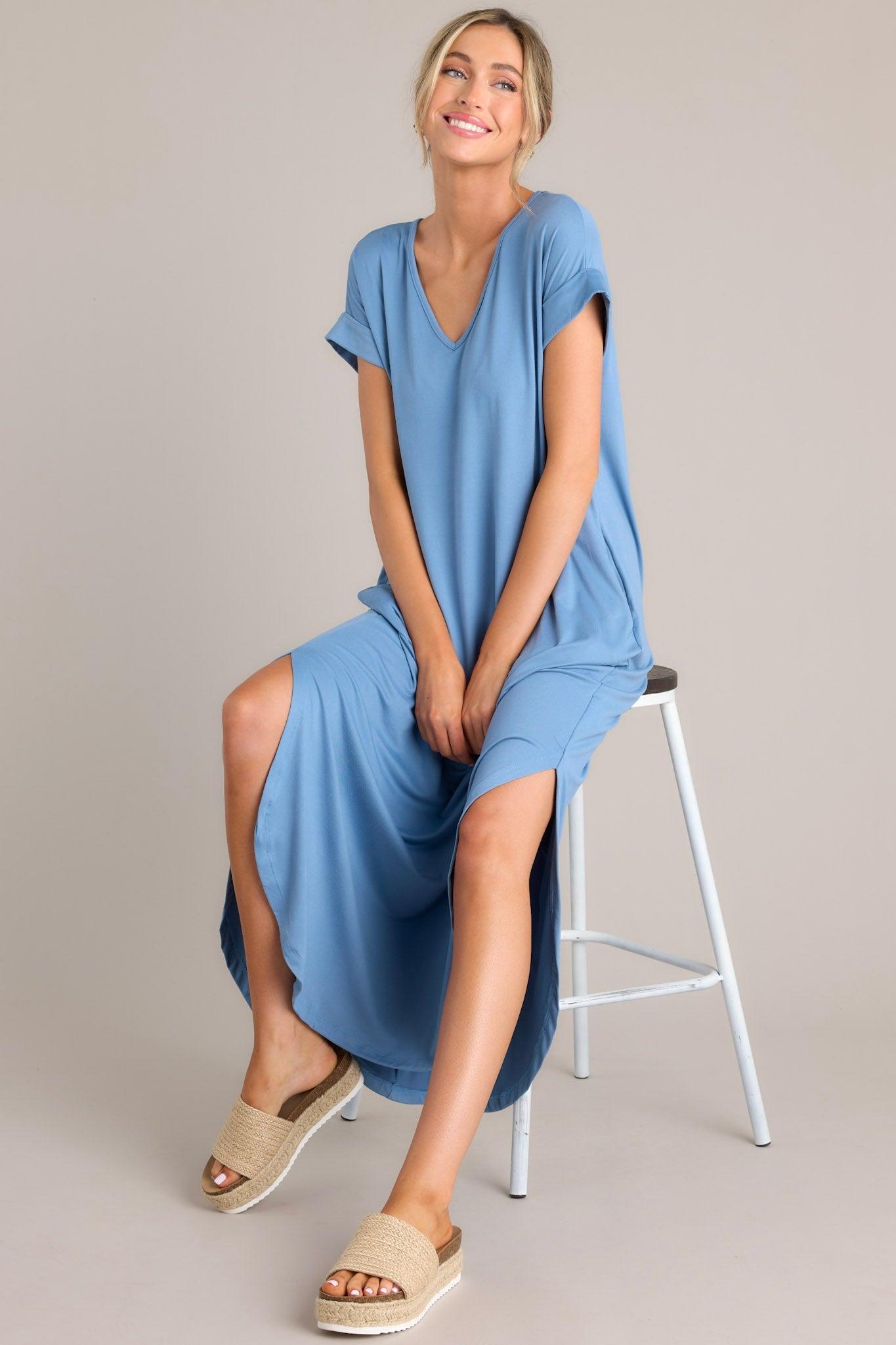 Always The Same Thing Slate Blue Dress Product Image