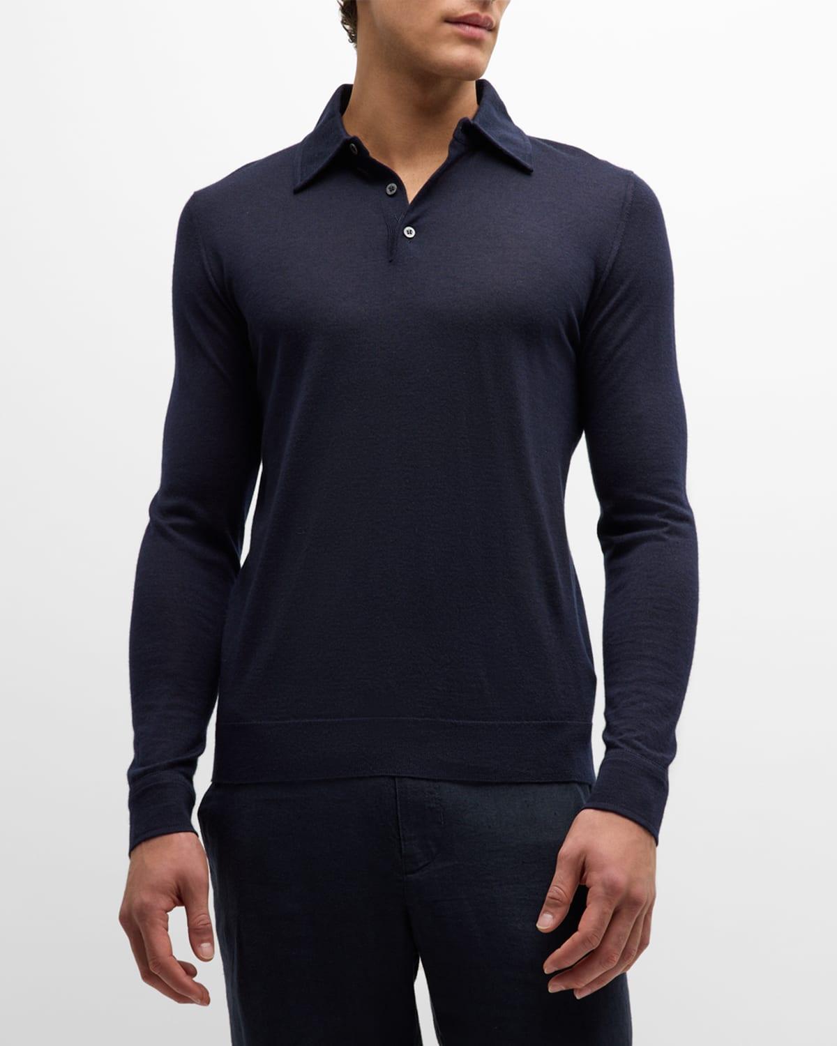 Mens Cashmere-Silk Polo Sweater Product Image