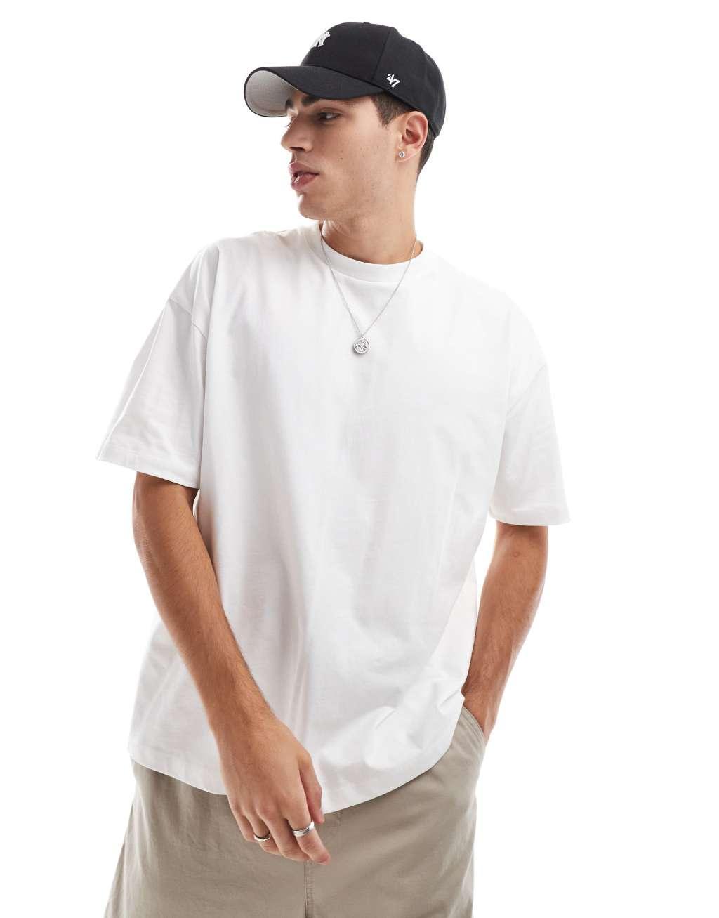 ASOS DESIGN oversized t-shirt with cocktail back print in off white Product Image