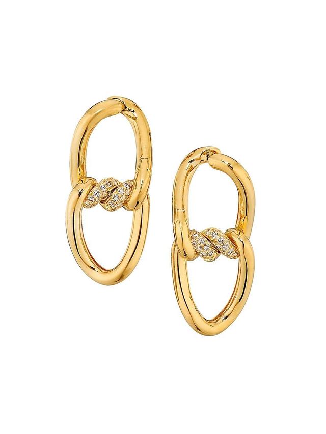 Womens Cialoma 18K Yellow Gold & 0.35 TCW Diamond Small Chain Link Earrings Product Image