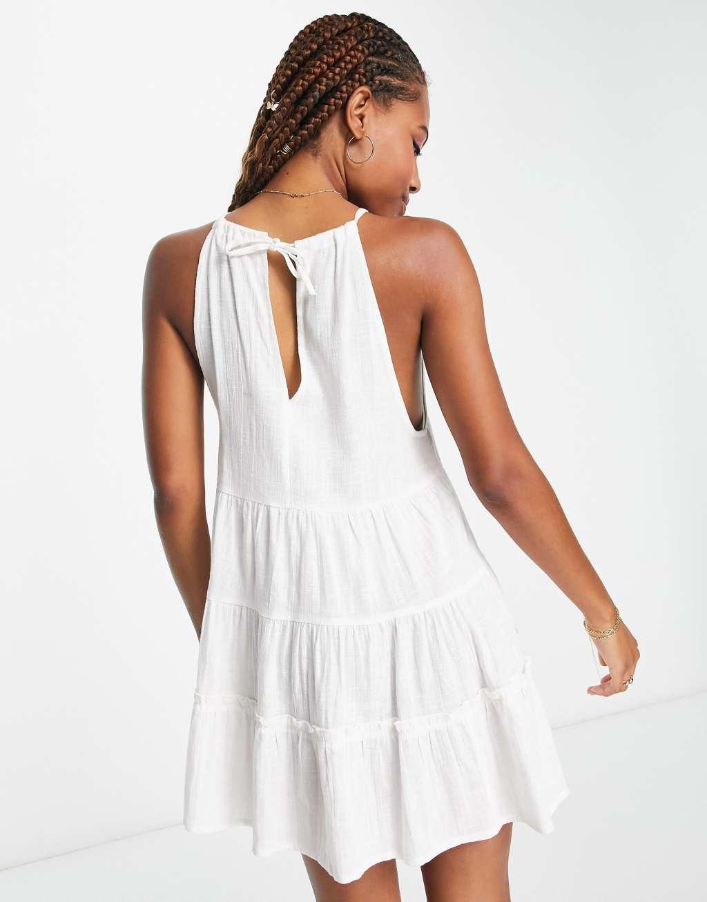 Iisla & Bird tiered mini beach summer dress in cream   Product Image