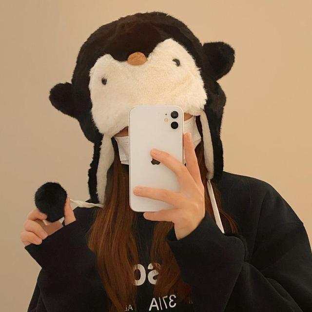 Penguin Fluffy Earflap Hat Product Image