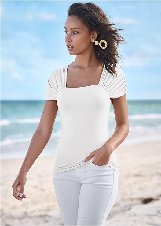 Ruched Sleeve Top Product Image