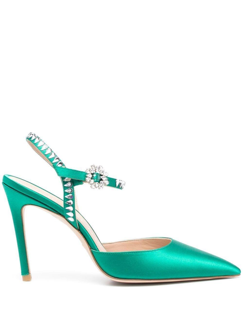 100mm Gemcut Satin Pumps In Green Product Image