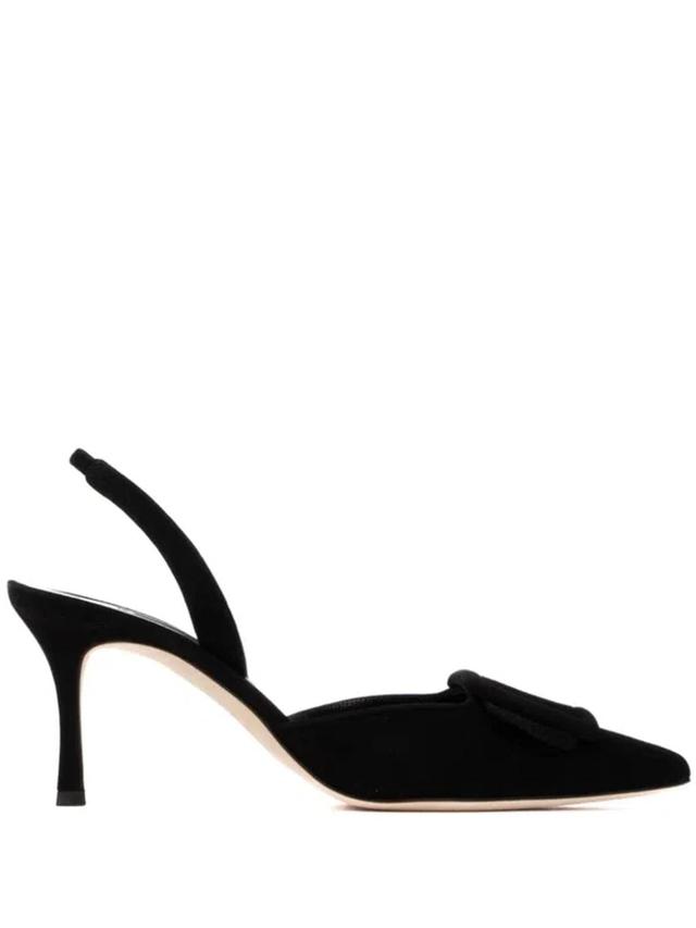 MANOLO BLAHNIK 70mm Maysli Suede Slingback Pumps In Black Product Image