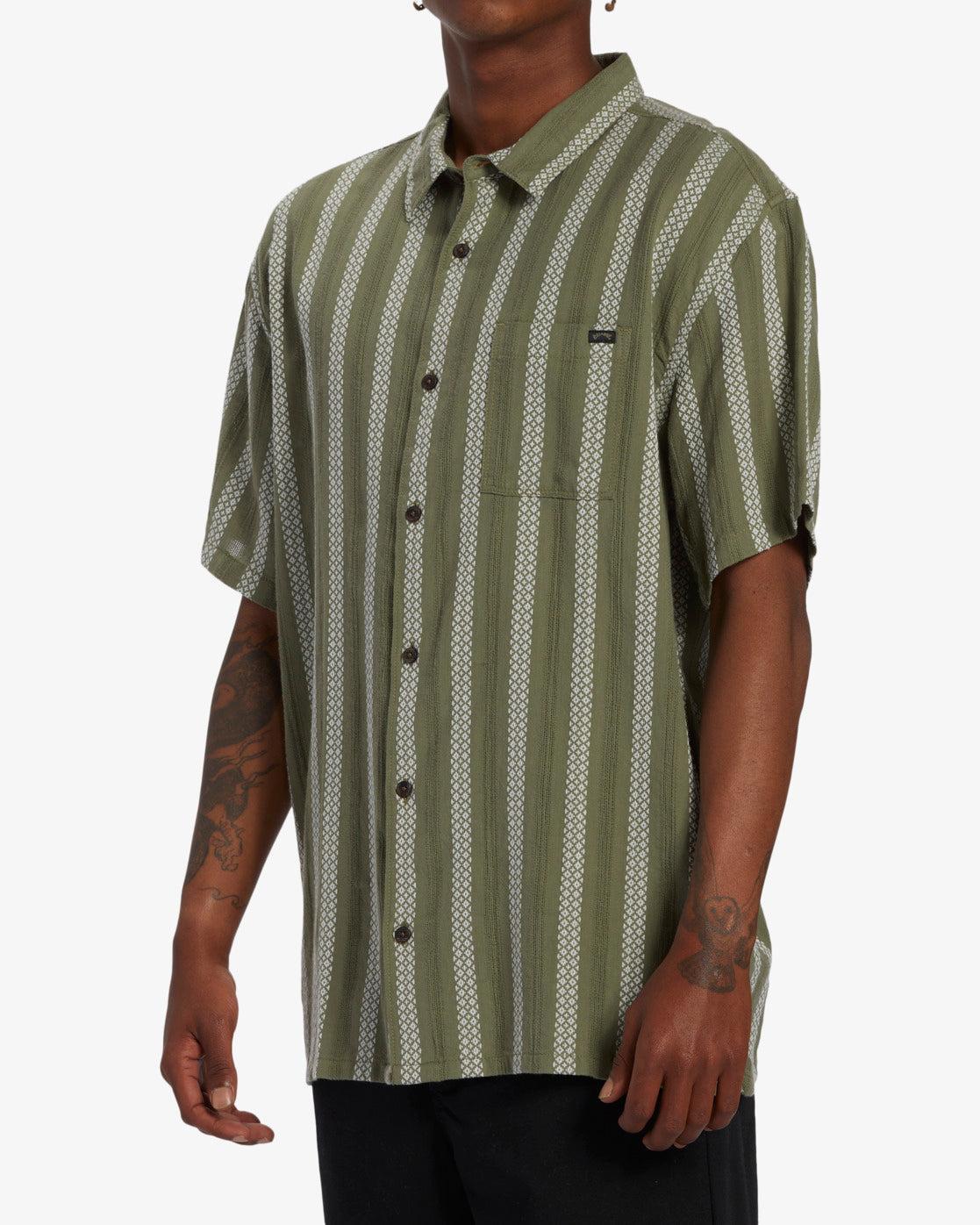 Sundays Jacquard Short Sleeve Shirt - Dark Olive Male Product Image