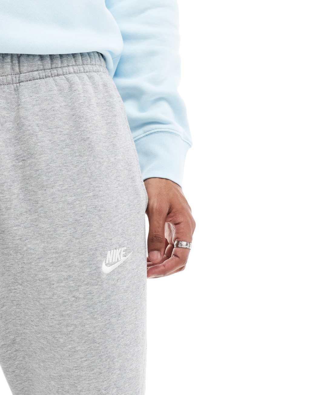 Nike Club open hem sweatpants in gray Product Image