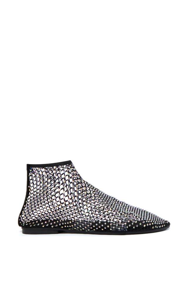 AZALEA WANG HELOISE MESH RHINESTONE FLAT IN BLACK Product Image