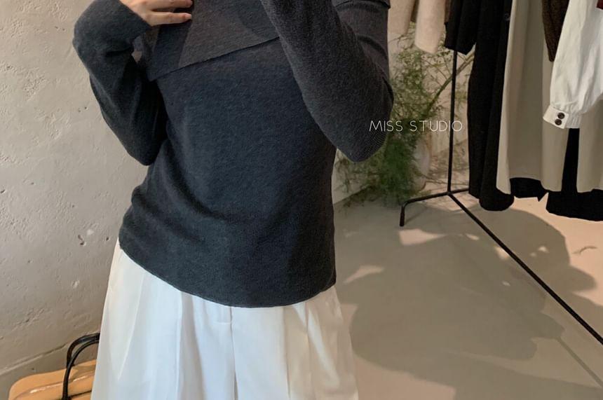 Asymmetrical Neck Plain Sweater Product Image