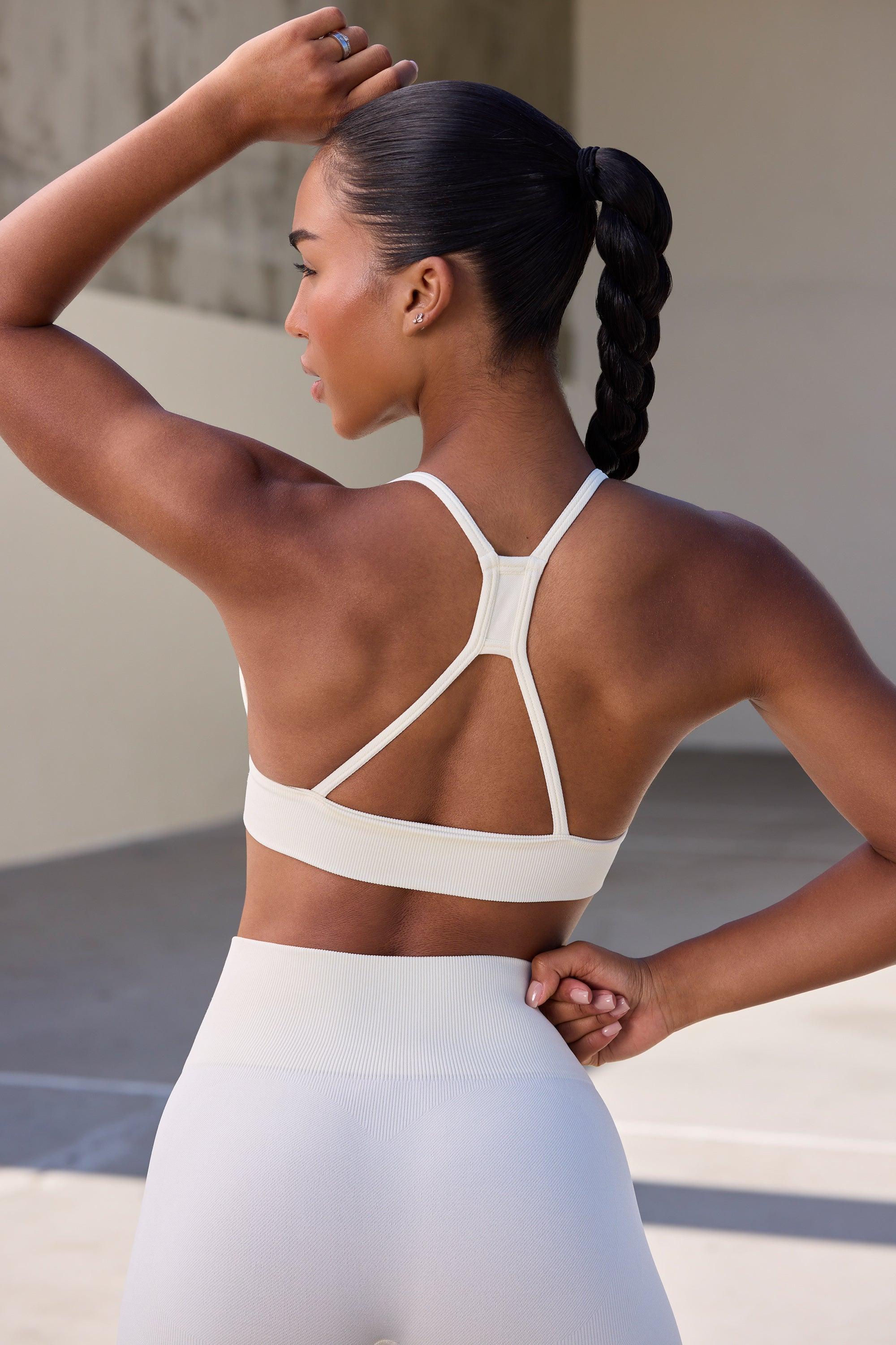 Super Sculpt Seamless Triangle Sports Bra in Eggshell Female Product Image