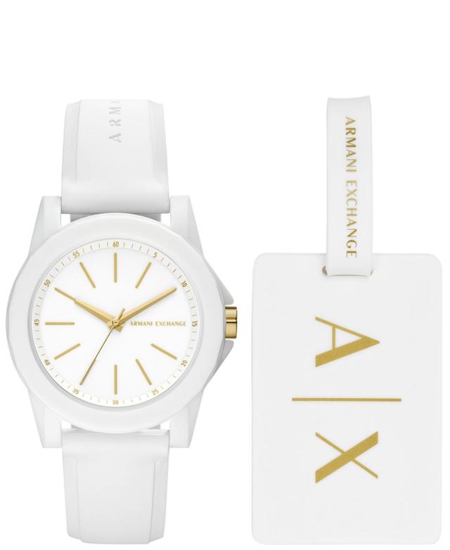 Ax Womens White Silicone Strap Watch with Luggage Tag 36mm - White Product Image