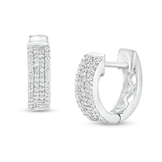 Men's 1/4 CT. T.w. Diamond Huggie Hoop Earrings in 10K White Gold Product Image