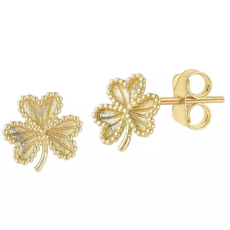 LUMINOR GOLD 14k Gold Clover Stud Earrings, Womens Product Image