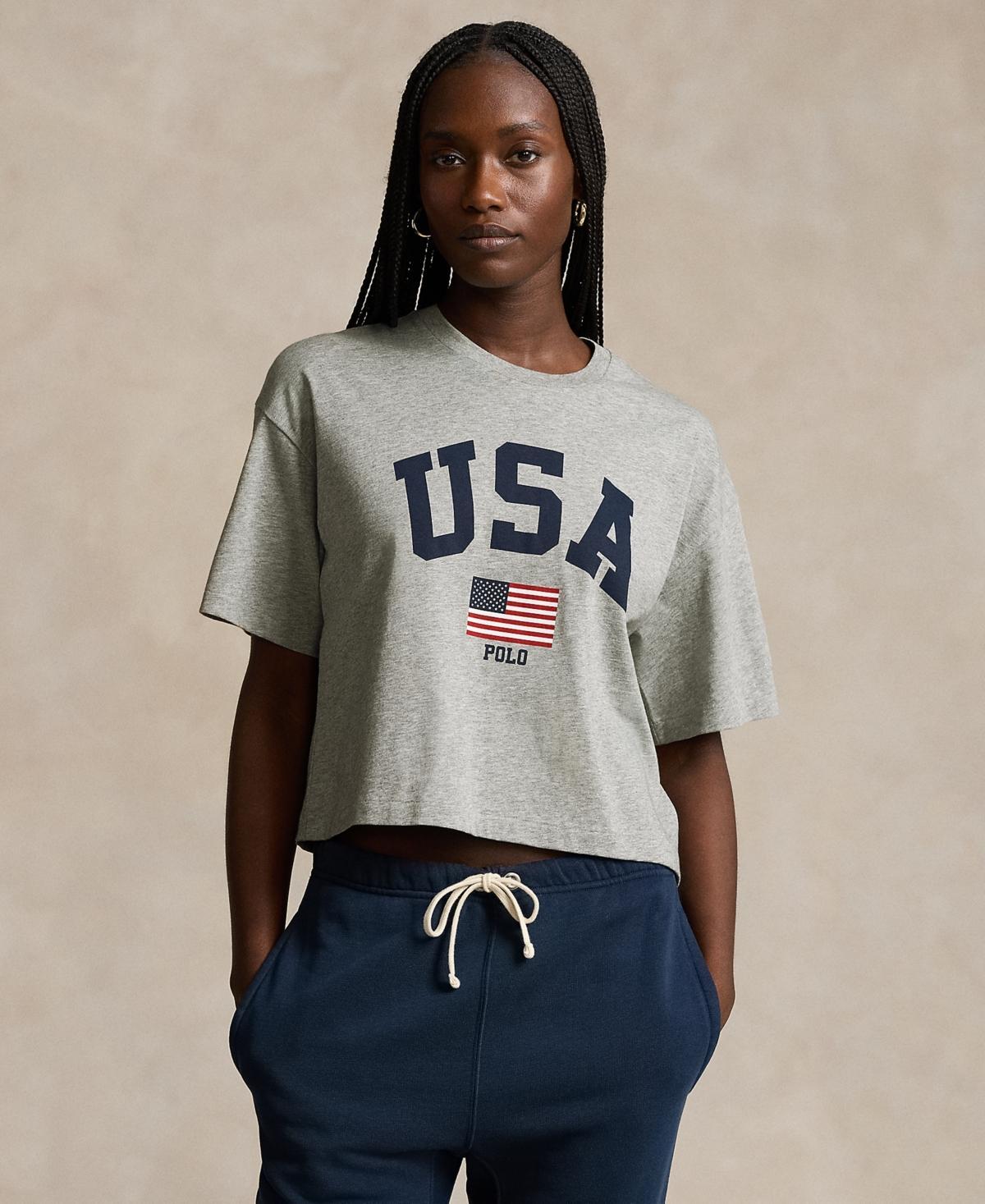 Polo Ralph Lauren Womens Team Usa Graphic Jersey Cropped Tee Product Image