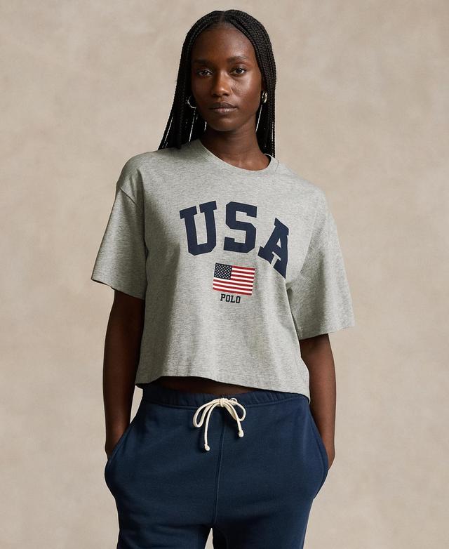 Women's Team USA Graphic Jersey Cropped Tee Product Image