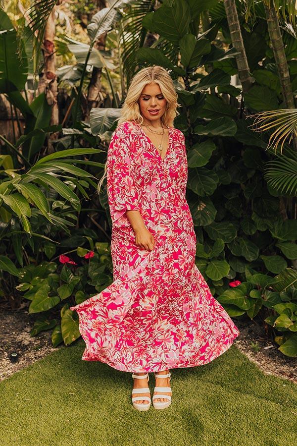 Blossom Breeze Floral Maxi In Hot Pink Curves Product Image