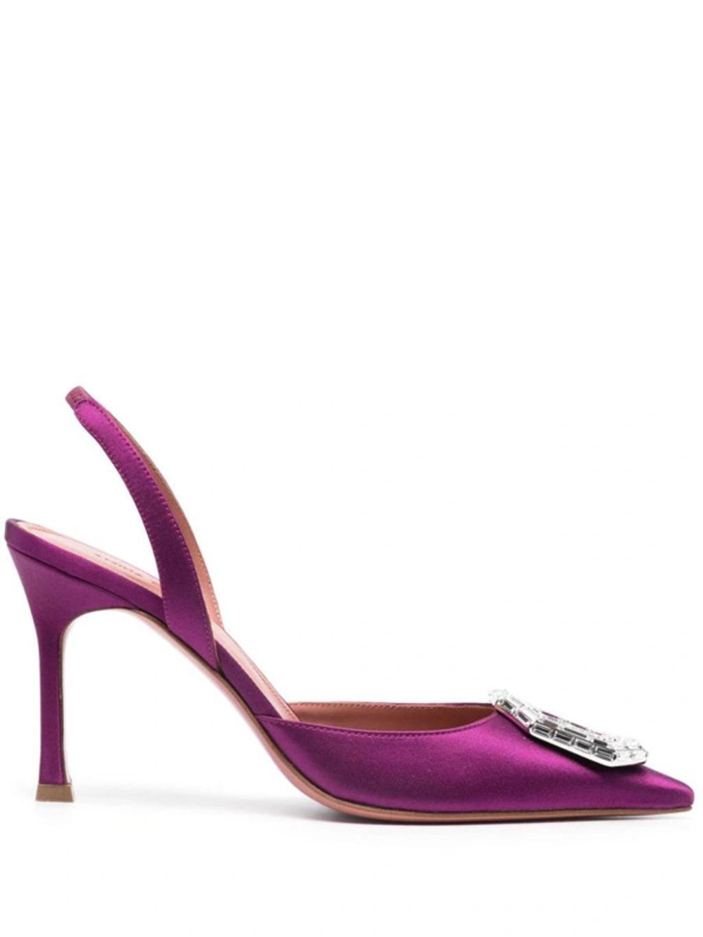 AMINA MUADDI Camelia Sling 90 Satin Purple Pumps Product Image