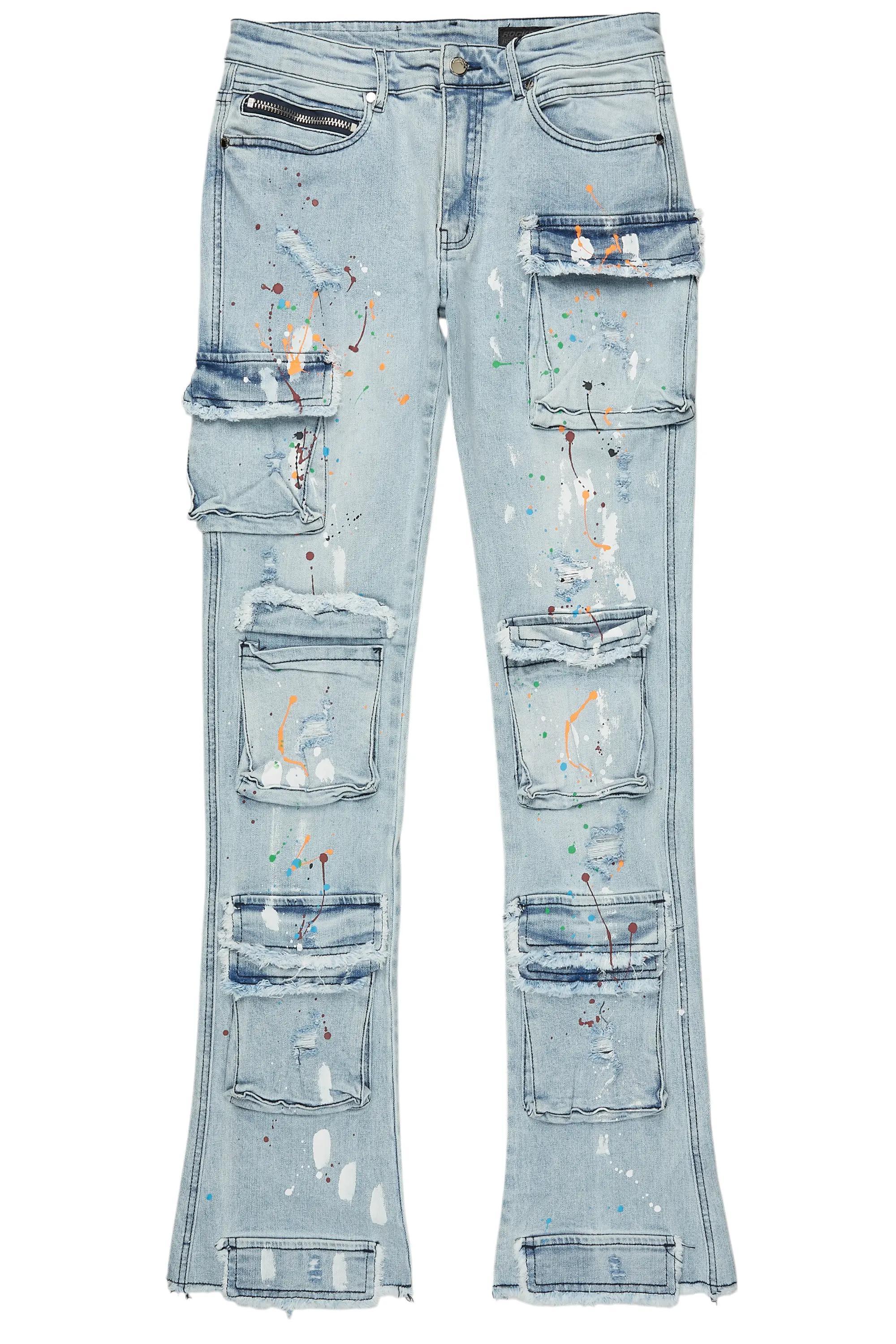 Orien Blue Painter Stacked Flare Jean Male Product Image