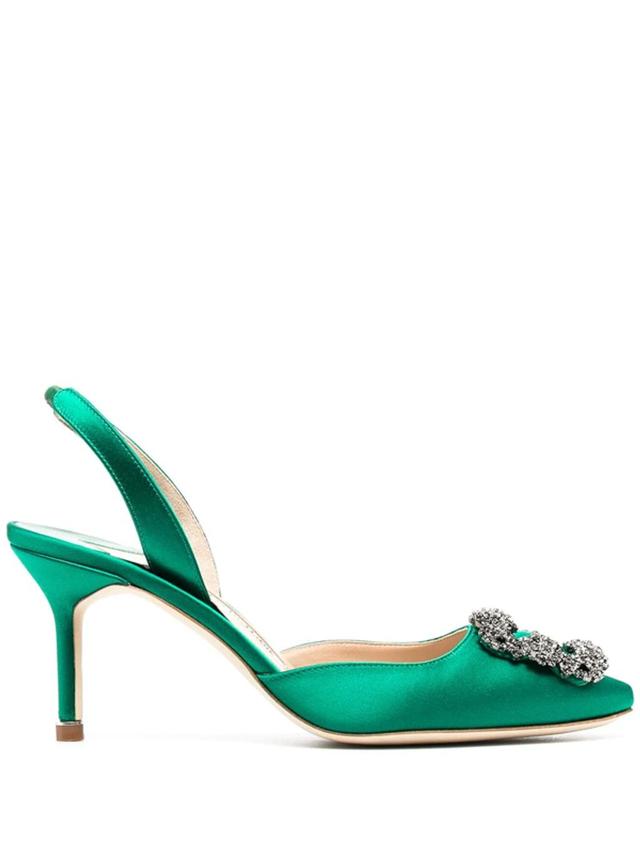 Hangisli 70 Satin Slingback Pump In Green Product Image