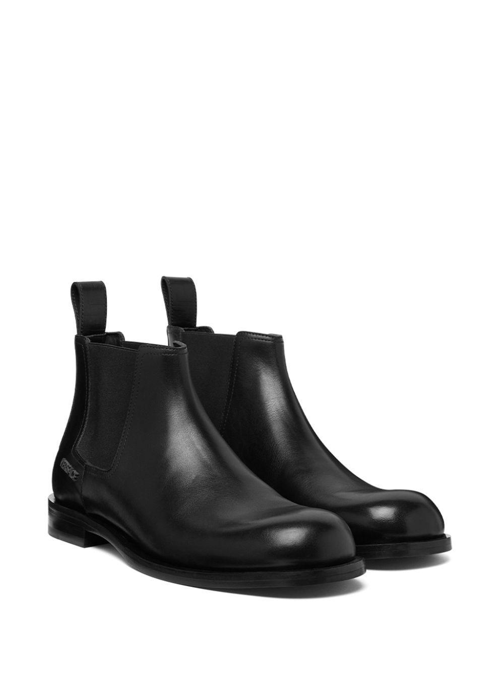 VERSACE Metropoli Leather Chelsea Boots In Black Product Image