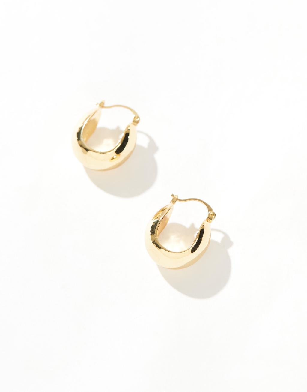 ASOS DESIGN 14k gold plated hoop earrings with bubble detail Product Image