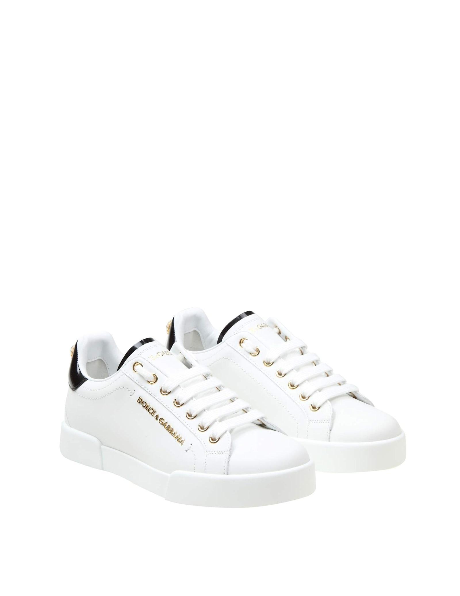 Portofino Sneakers In Leather With Pearl In White Product Image