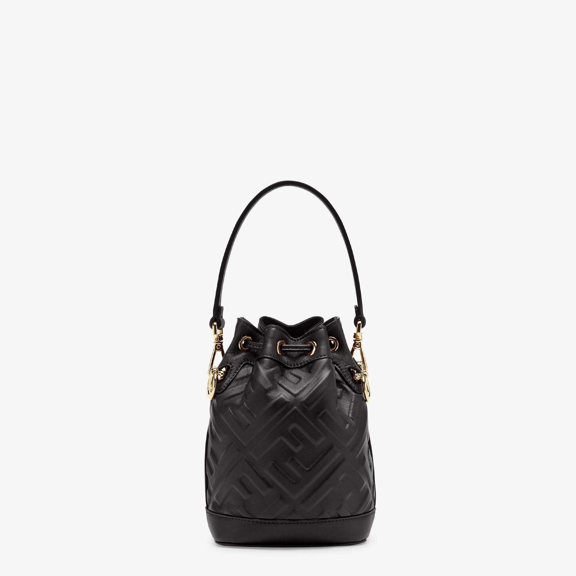 Mon TresorBlack leather mini-bag with FF motif Product Image