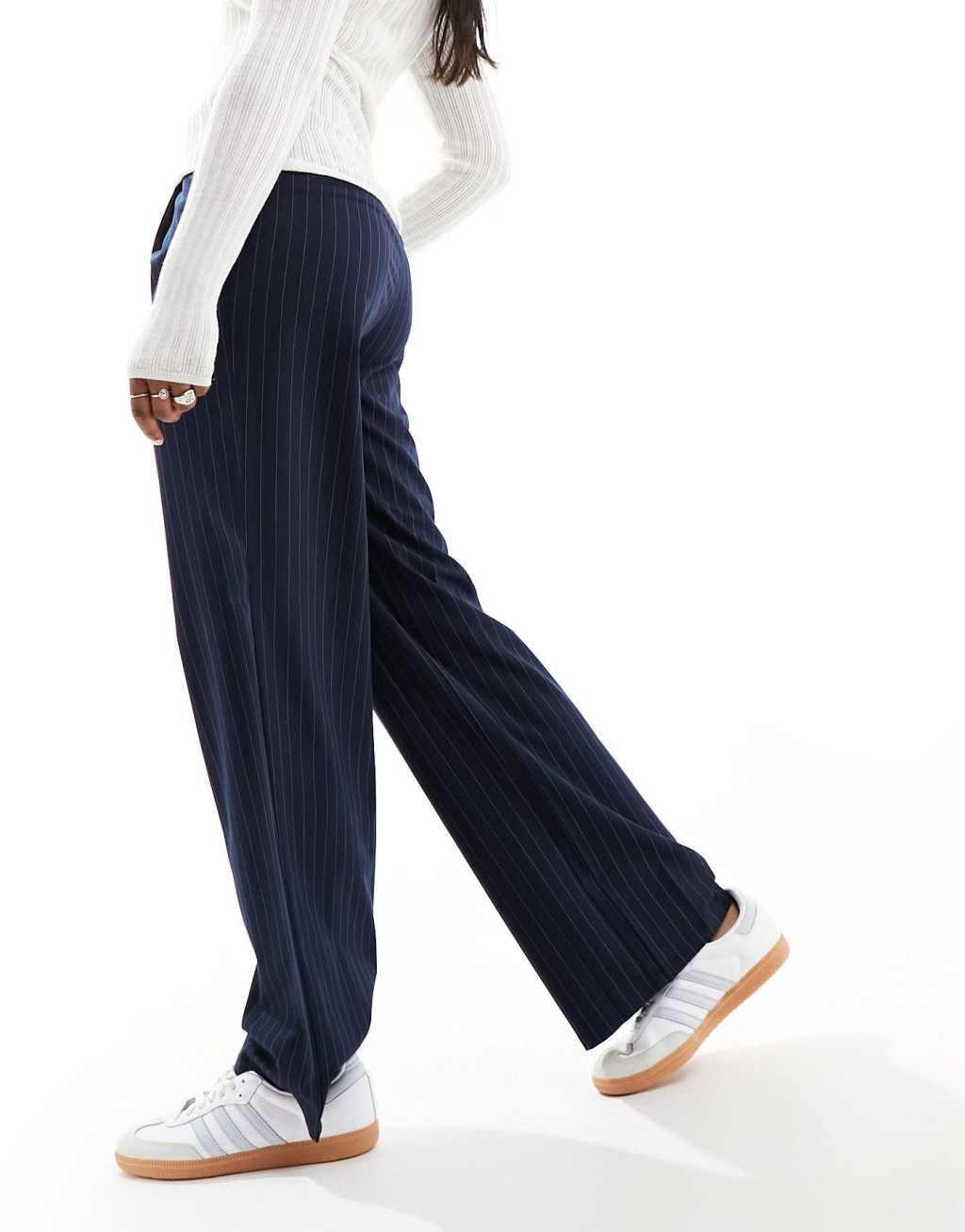 Cotton On relaxed suit pants in navy pinstripe  Product Image