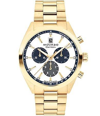 Movado Mens Datron Quartz Chronograph Gold Tone Stainless Steel Bracelet Watch Product Image