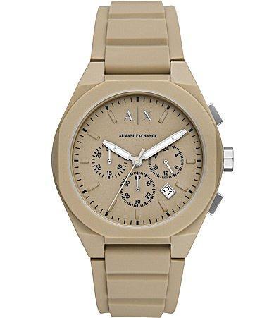 Armani Exchange Mens Chronograph Matte Brown Silicone Strap Watch Product Image