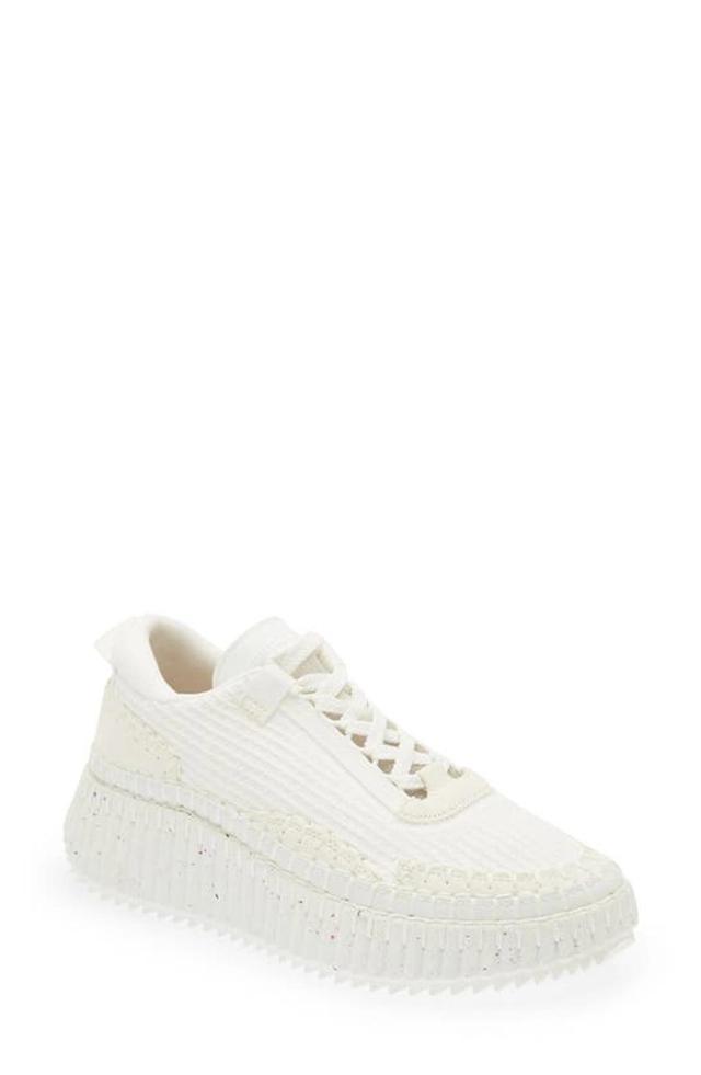 Nama Embroidered Suede And Recycled Mesh Sneakers In White Product Image