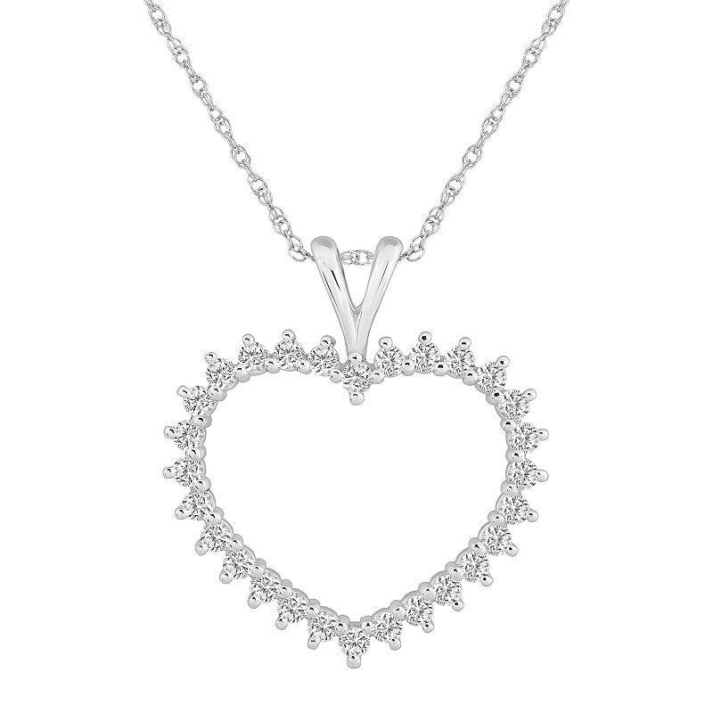 Alyson Layne 10k Gold 1 Carat T.W. Diamond Heart Pendant Necklace, Womens 10k White Gold Product Image