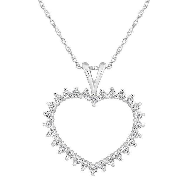 Alyson Layne 10k Gold 1 Carat T.W. Diamond Heart Pendant Necklace, Womens White Product Image