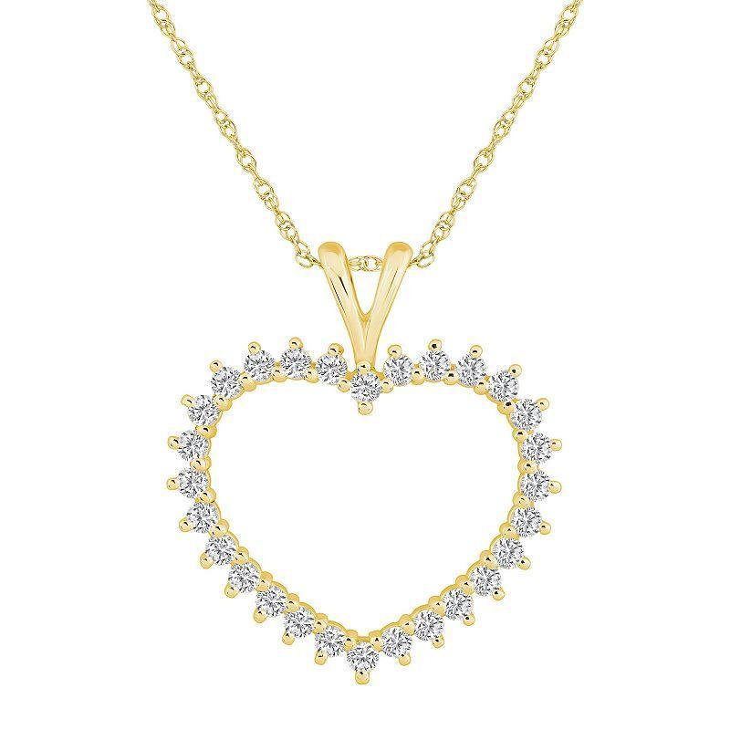 Alyson Layne 10k Gold 1 Carat T.W. Diamond Heart Pendant Necklace, Womens Product Image