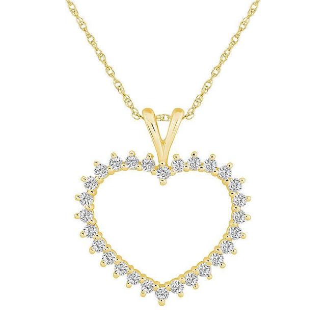 Alyson Layne 10k Gold 1 Carat T.W. Diamond Heart Pendant Necklace, Womens Yellow Product Image