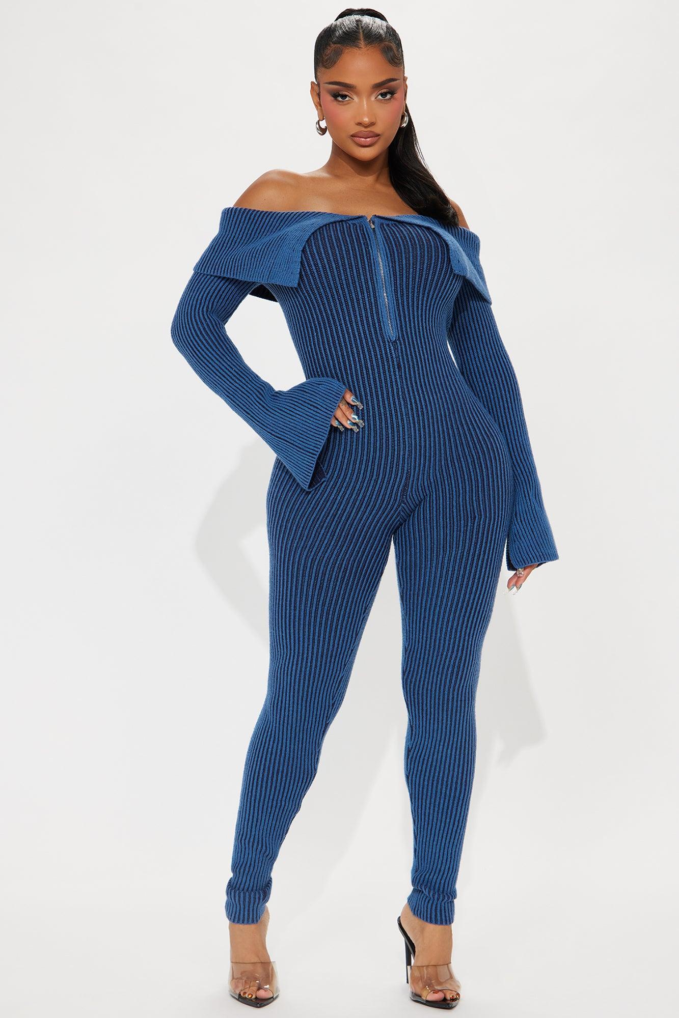 Cady Sweater Jumpsuit - Blue/combo Product Image