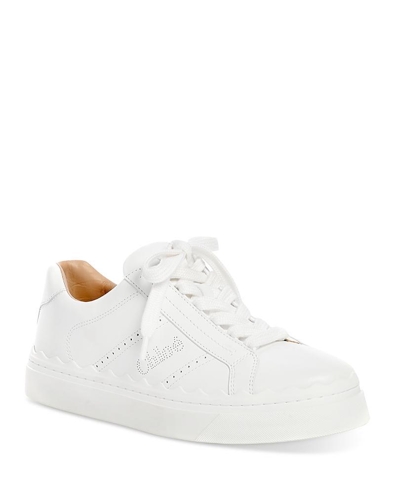 Chloe Womens Lauren Perforated Logo Sneakers Product Image