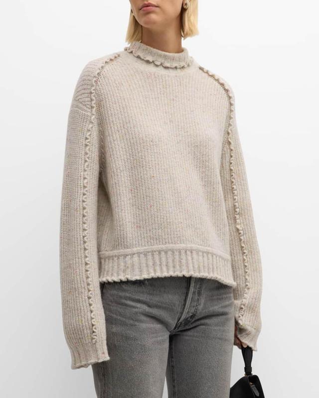 Speckled Mock-Neck Ruffle Sweater Product Image