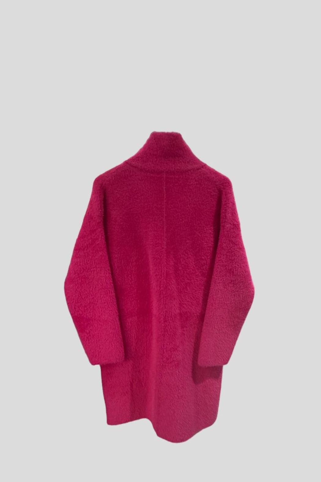 Hot Pink Fuzzy Mid Length Coat Product Image