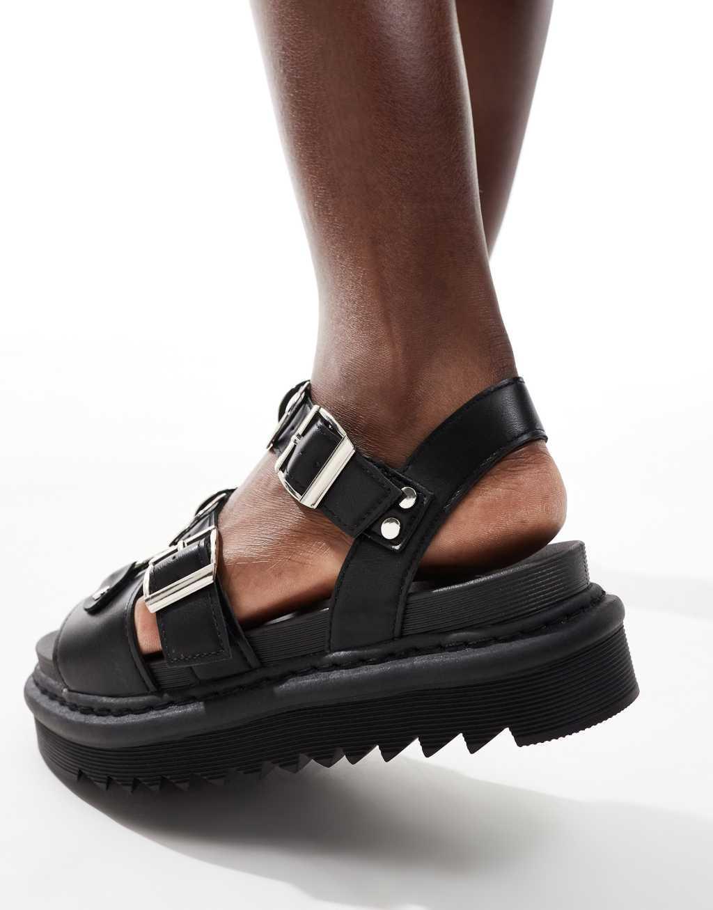 Truffle Collection chunky strap sandals in black Product Image