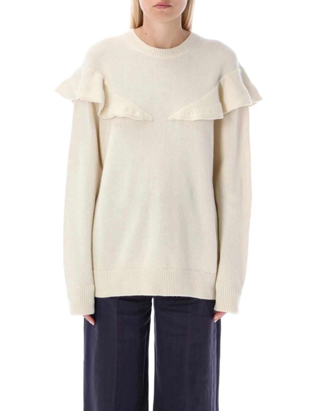 Ruffled Jumper In White Product Image