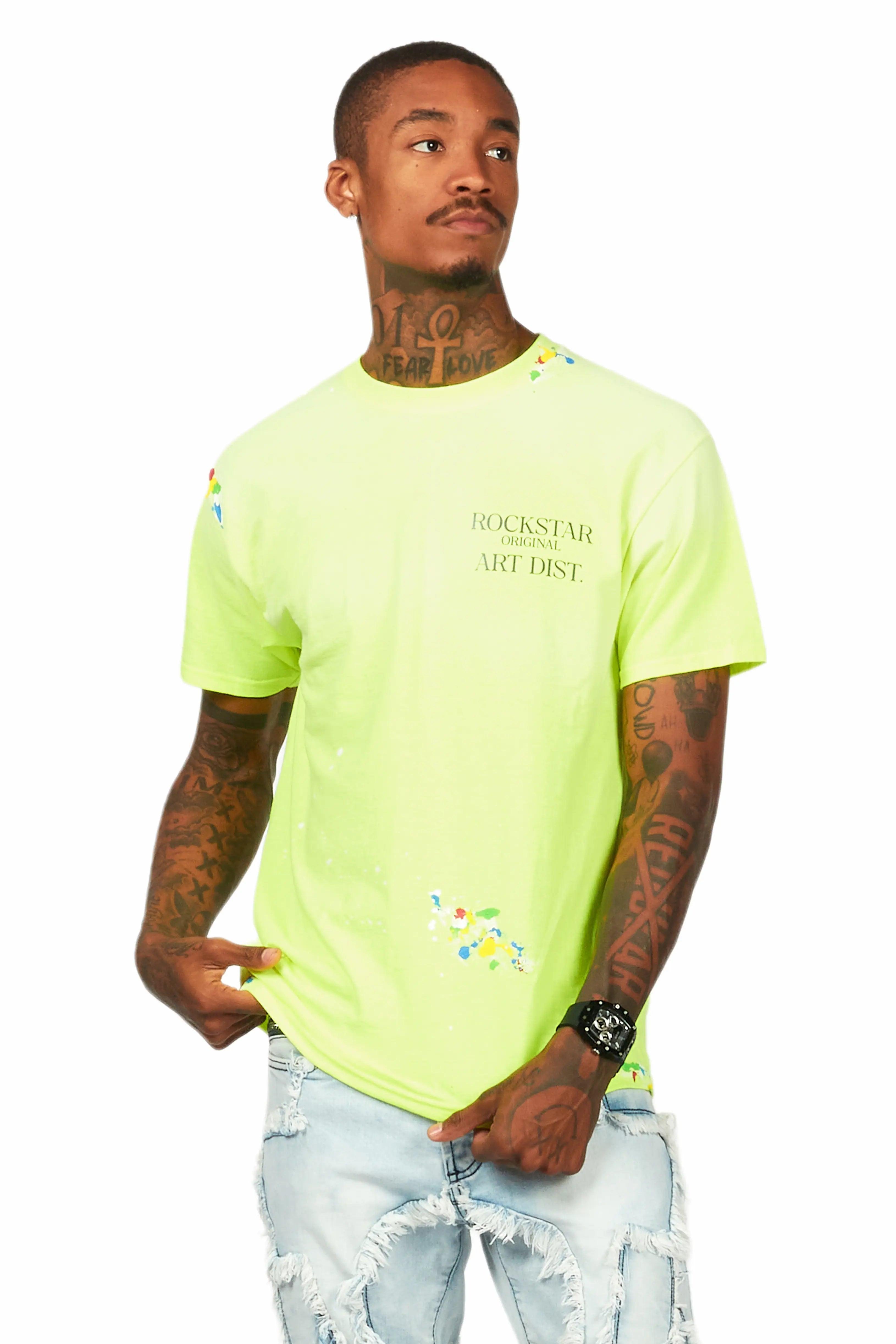 Palmer Neon Yellow Graphic T-Shirt Male Product Image