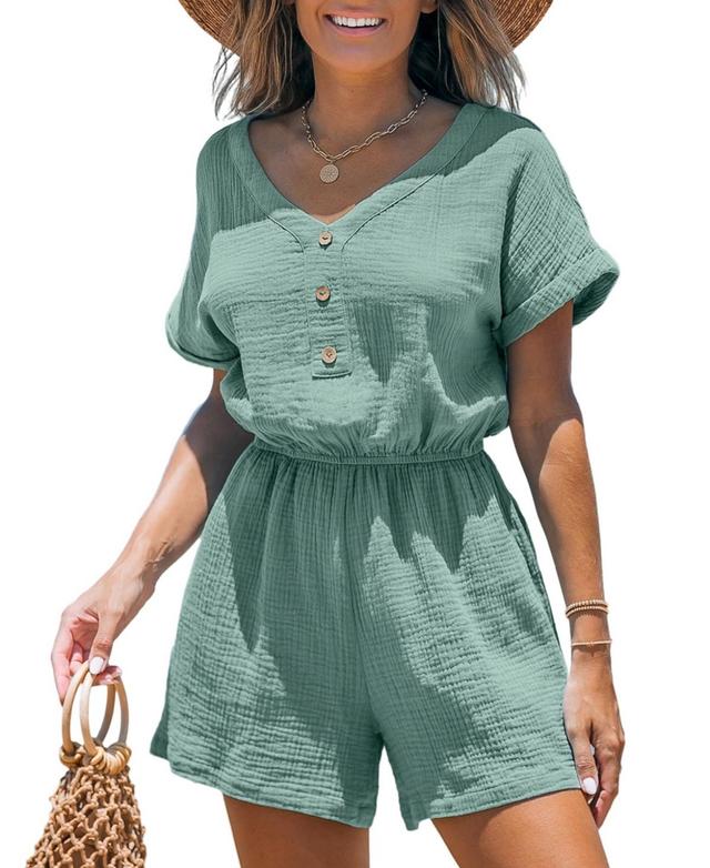 Women's Sage Short Sleeve Wide Leg Pocket Playsuit Product Image