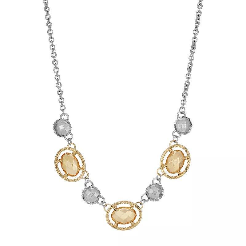 1928 Triple Pink Oval Halo Necklace, Womens Product Image