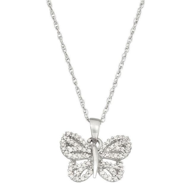 Jewelexcess Sterling Silver 1/4 Carat T.W. Diamond Butterfly Pendant Necklace, Womens Product Image