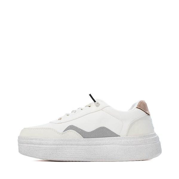 Womens HEYDUDE Hudson Lift Sport Casual Shoe - White / Metallic Product Image