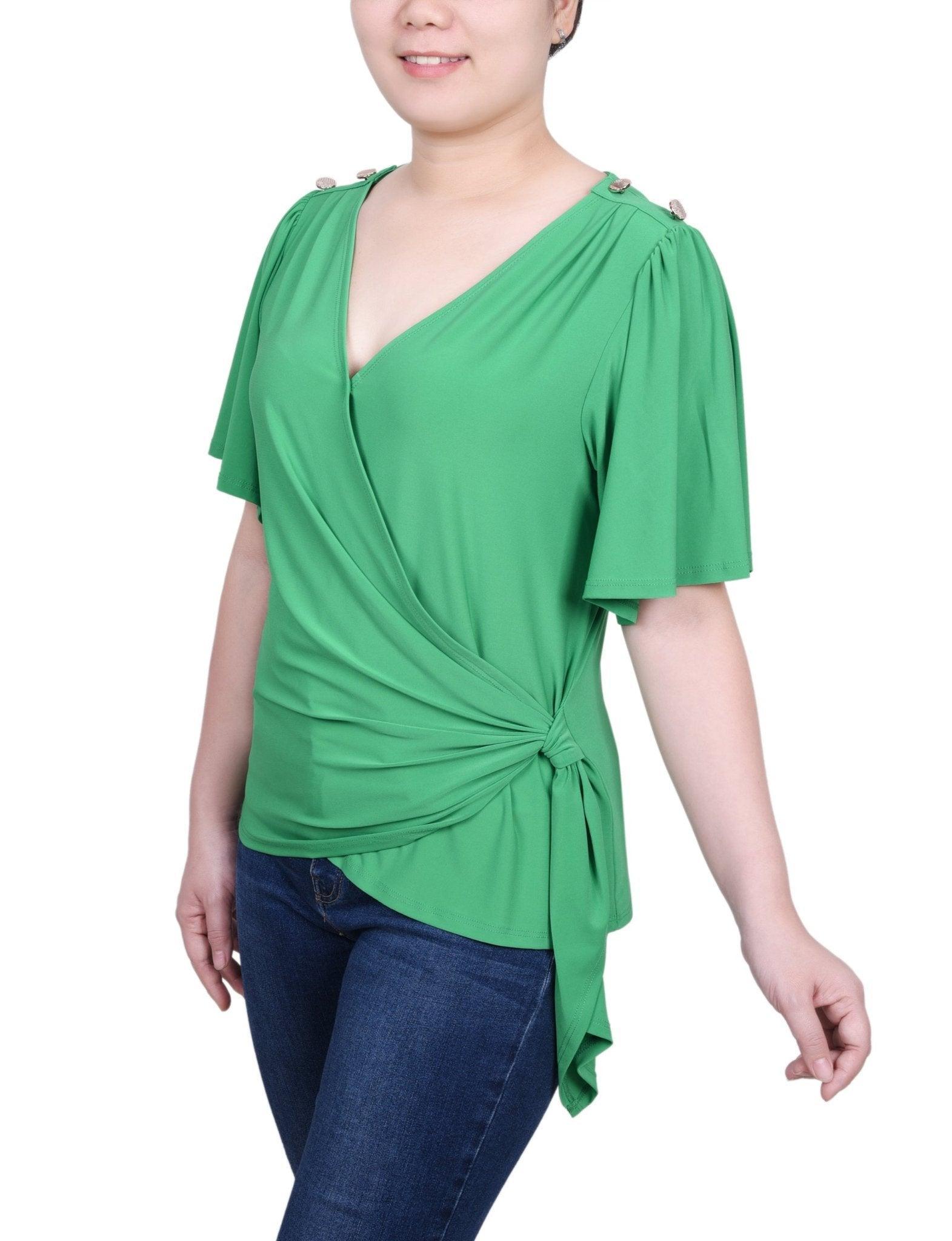 Short Sleeve Wrap Top - Petite Product Image