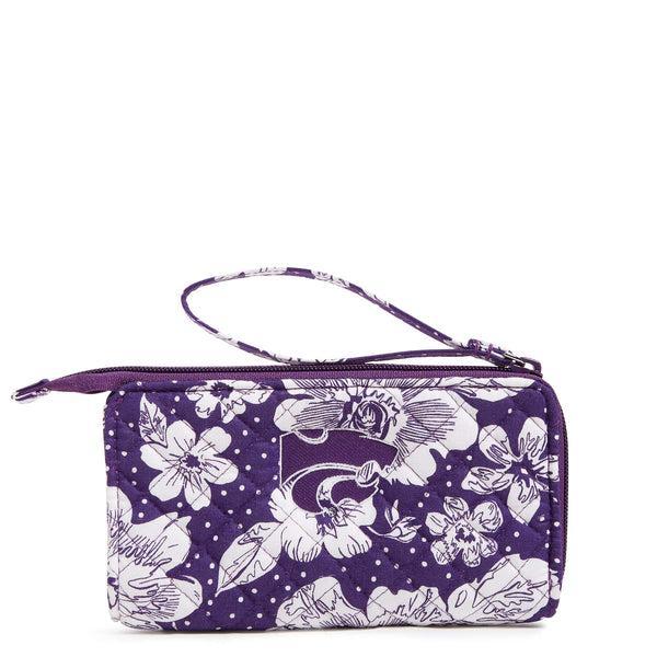 Vera Bradley Collegiate RFID Front Zip Wristlet Women in Purple/White Rain Garden with Kansas State University Product Image