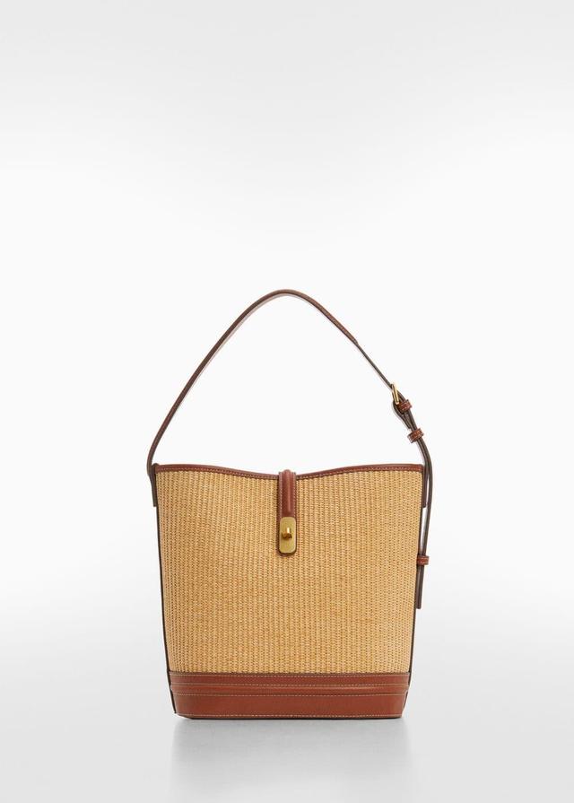 MANGO - Raffia-effect bucket bag - One size - Women Product Image